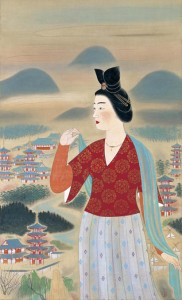 掛け軸　日本画 安田靫彦［朝顔］絹本　木箱！ 安田靫彦 - 掛軸買取 古美術永澤